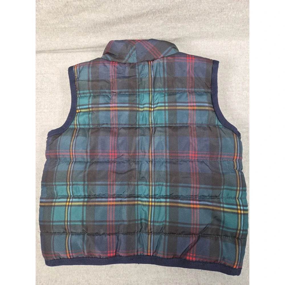 Tommy Hilfiger Baby Boy 3-6 Months Puffer Vest Quilted Plaid Preppy Zip‎ Up Logo